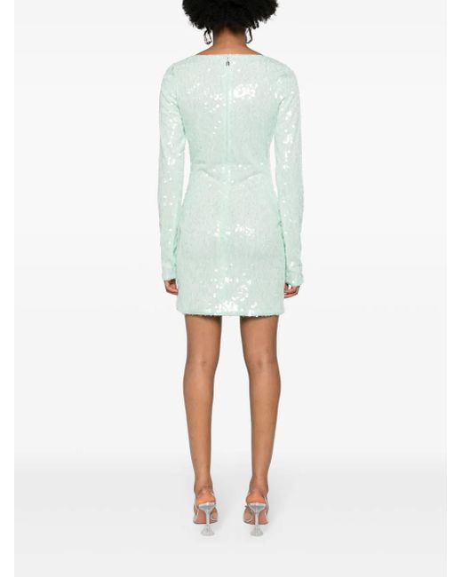 ROTATE BIRGER CHRISTENSEN Blue Sequinned Scoop-Neck Minidress