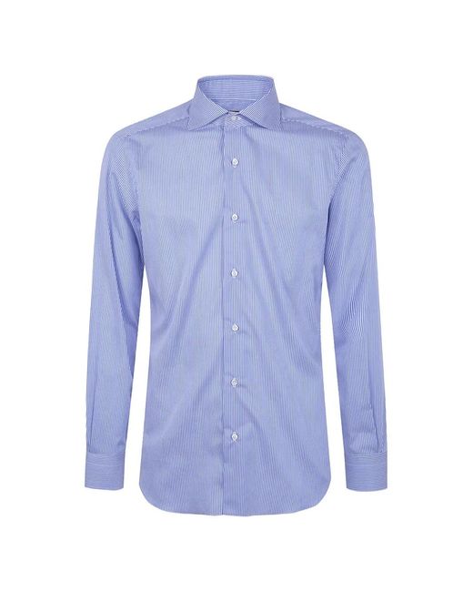 Barba Napoli Blue Striped Shirt for men