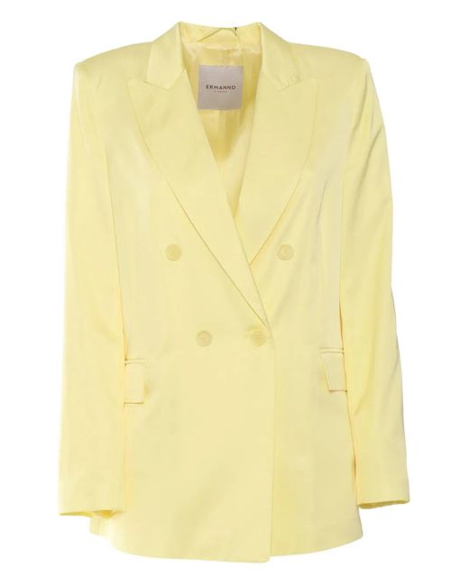 ERMANNO FIRENZE Yellow Peak-Lapel Double-Breasted Blazer