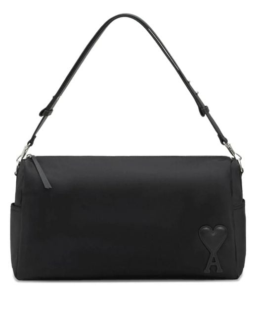 AMI Heart-patch Shoulder Bag Black