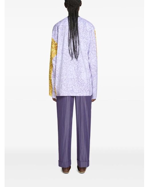Dries Van Noten ストライプ パンツ Purple