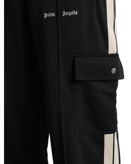 Palm Angels Black Stripe-Detailing Cargo Trousers for men