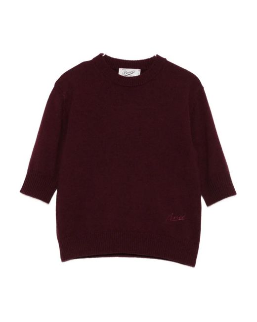 Pence ラウンドネック ニットトップ Red