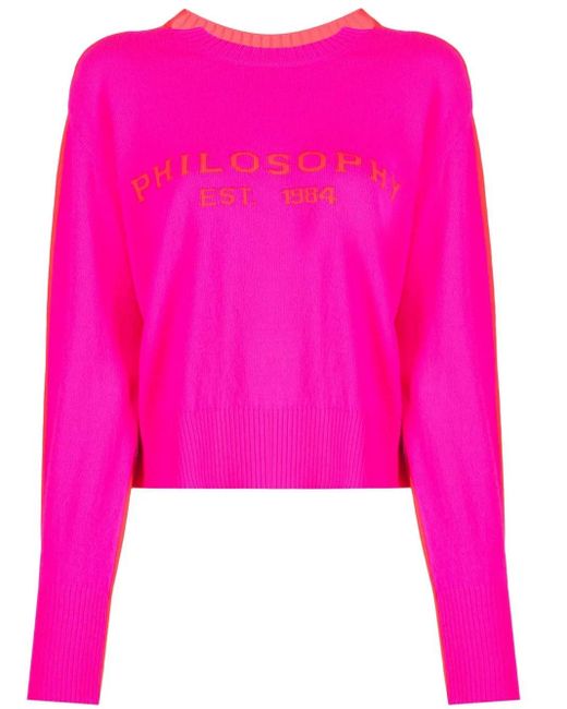Philosophy Di Lorenzo Serafini Pink Crew Neck Knitted Jumper