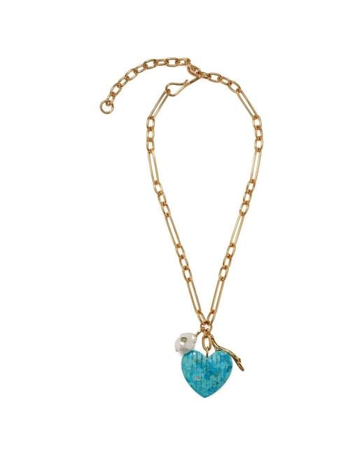 Lizzie Fortunato Blue Heart-Pendant Necklace