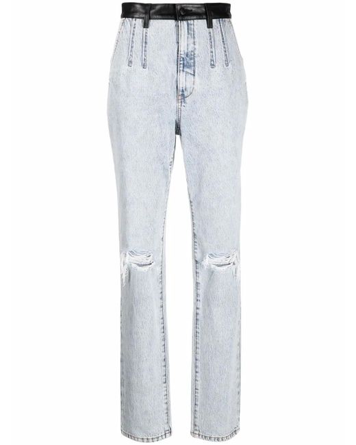 Alexander Wang Blue Pebble Bleach-wash High-waist Jeans