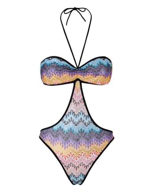 Missoni Blue Zigzag-Pattern Swimsuit