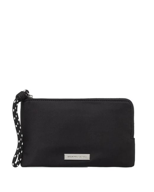 Karl Lagerfeld Black Logo-Plaque Rope-Trim Clutch Bag