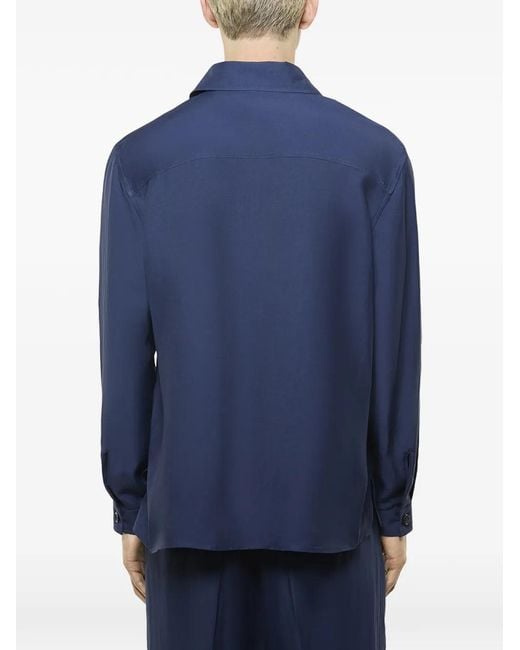 Laneus Blue Chest-Pocket Overshirt for men