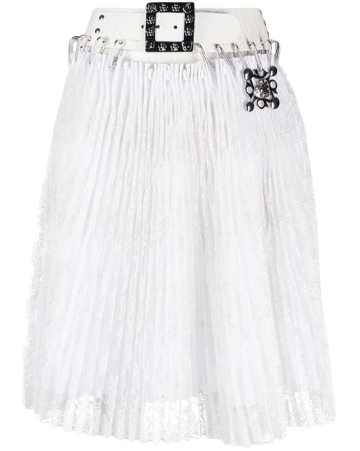 Chopova Lowena White Laysin Lace A-line Skirt