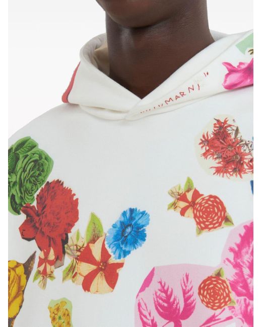Marni Hoodie mit Blumen-Print in White für Herren