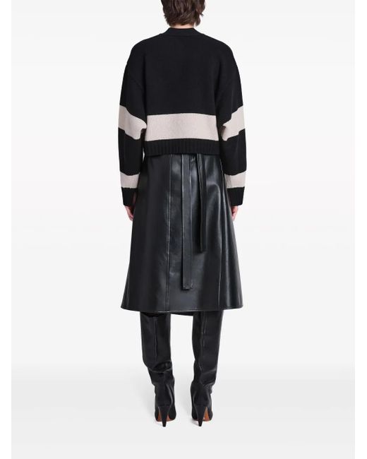 Proenza Schouler Black Sofia Striped Wool-Blend Cardigan