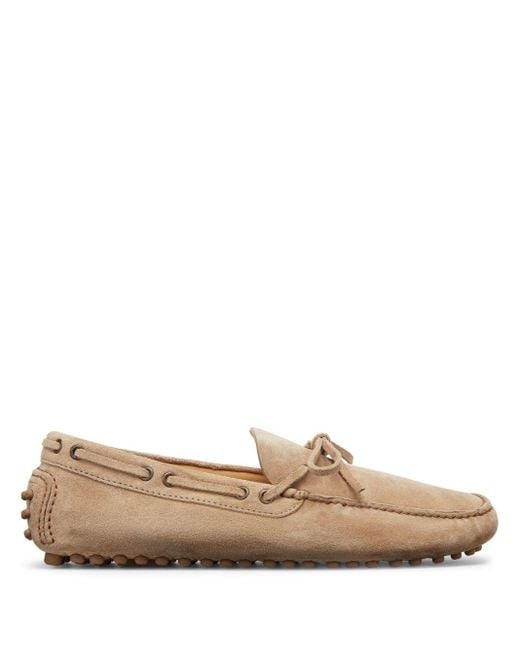 Brunello Cucinelli Brown Suede Boat Shoes for men