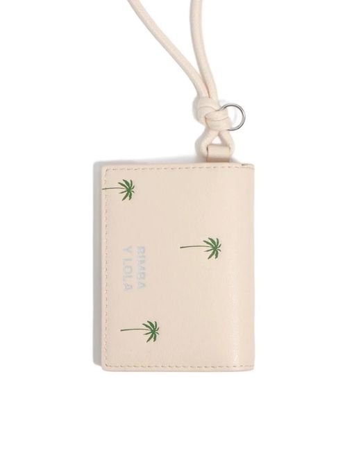 Bimba Y Lola Natural Palm-Print Lanyard Wallet