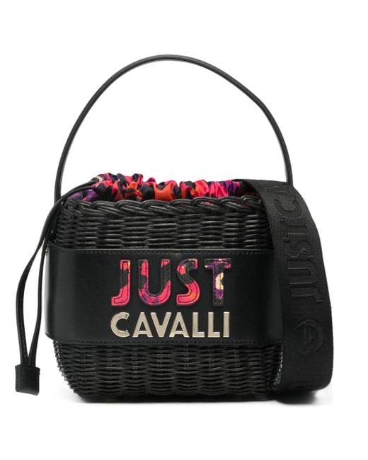 Just Cavalli ロゴエンボス ハンドバッグ Black
