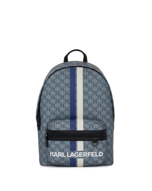 Karl Lagerfeld Blue K/monogram-print Backpack for men