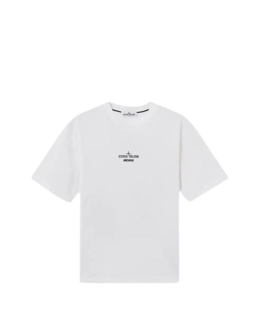 Stone Island White Archivio-Print T-Shirt for men