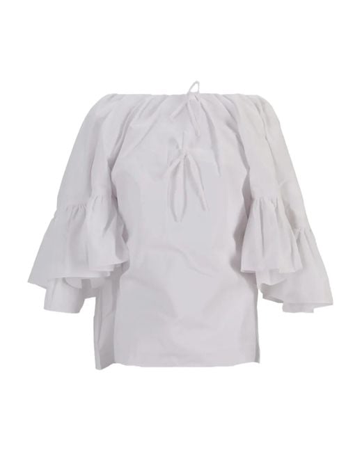 MERYLL ROGGE White Ruffle-Sleeve Blouse