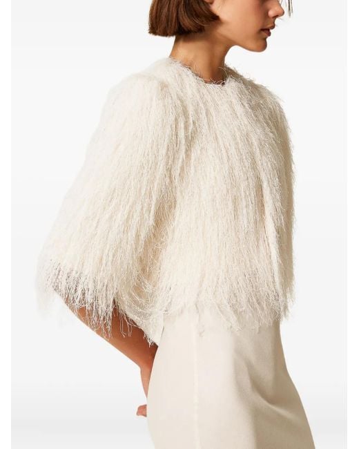 Twinset Natural Fringe-Trimmed Jacket