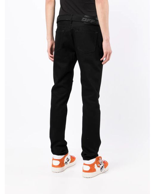 Off-White c/o Virgil Abloh Black Industry-Belt Skinny Jeans for men