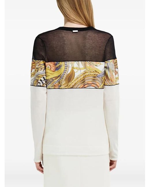 Ferragamo Black V-Neck Cardigan With Silk Inserts