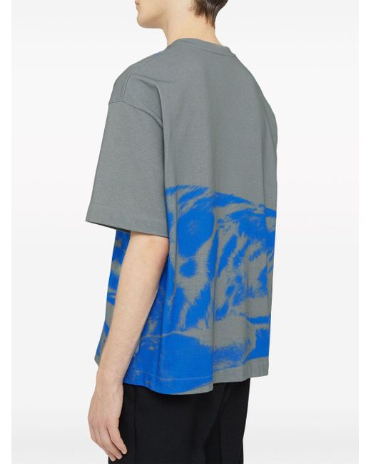 Jil Sander Blue Abstract-print Cotton T-shirt for men