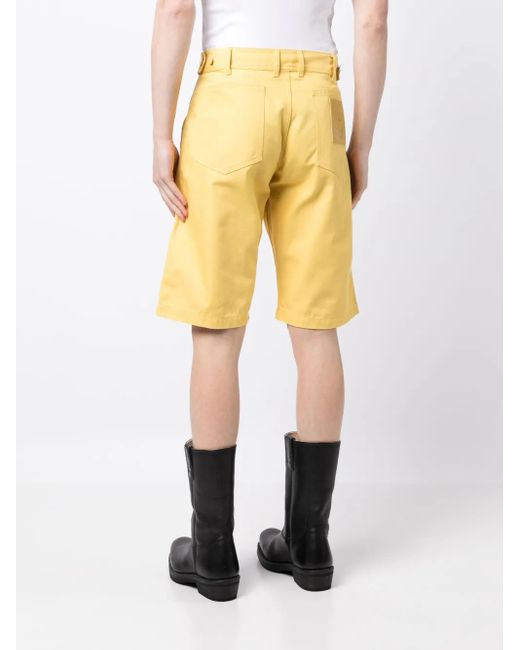 Raf Simons Yellow Logo-Patch Tailored Shorts for men