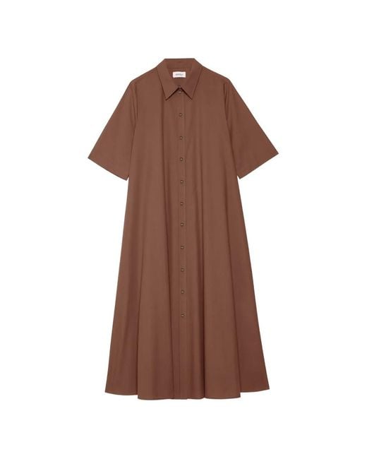 Ottod'Ame Brown Button Front Shirt Midi Dress