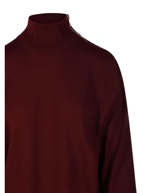 Nude Red Side Zip Turtleneck Sweater