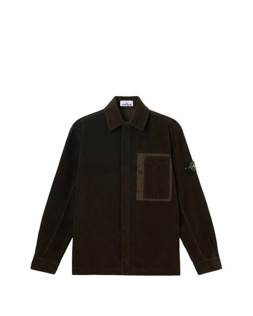 Stone Island Black Corduroy-Patchwork Jacket for men