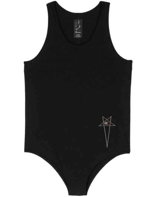 Rick Owens X Champion Black Logo-embroidered Bodysuit for men