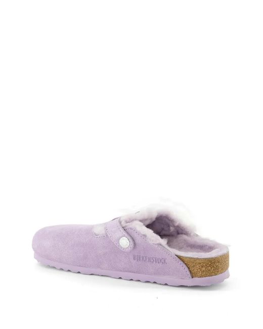 Birkenstock Purple Mules Boston Shearling À Boucle
