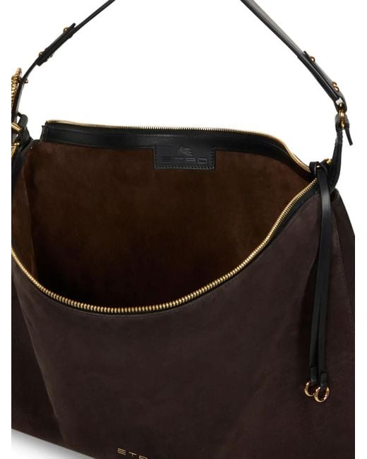 Etro Black Large Suede Rosette Bag