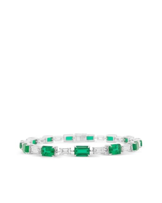 HYT Jewelry Green 18K Emerald And Diamond Tennis Bracelet