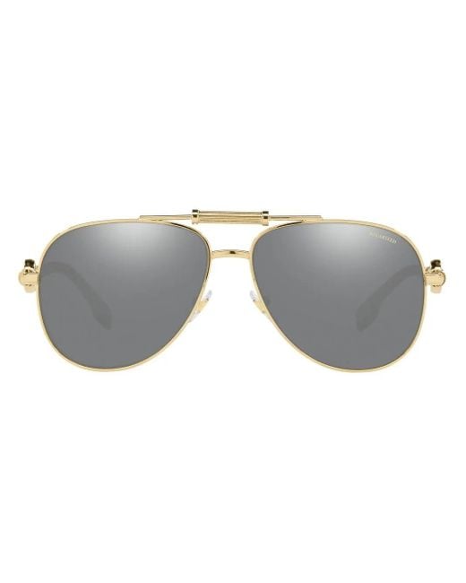 Versace Gray Ve2236 Pilot-Frame Sunglasses