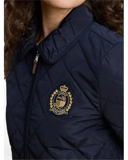 Ralph Lauren Blue Quilted Crest-Patch Jacket