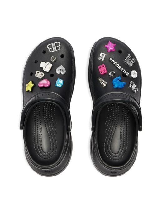 Balenciaga Black Patch-Embellished Clogs