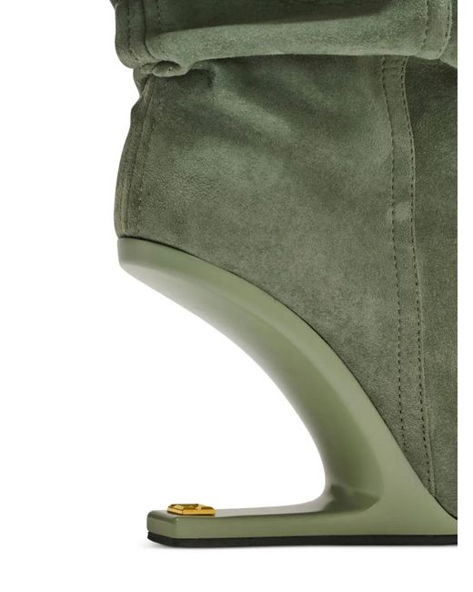 Balmain Green Suede No Wedge Ankle Boots 95