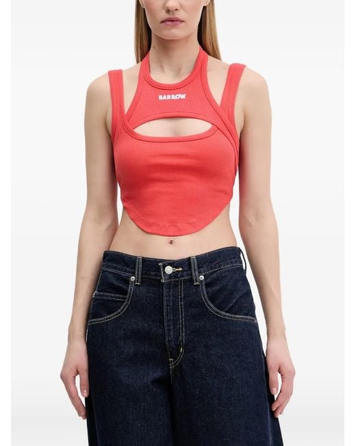 Barrow Red Cut-Out Crop Top