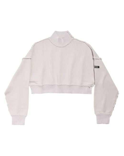 Balenciaga Cropped Sweater Met Logo-applicatie in het White