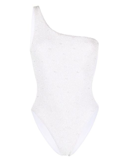 Oceanus White Ariel One-shoulder Swimsuit