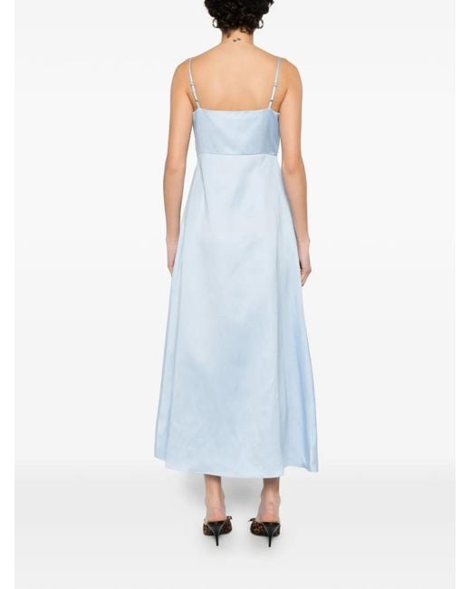 Sandro Blue Bow Pleated Maxi Dress