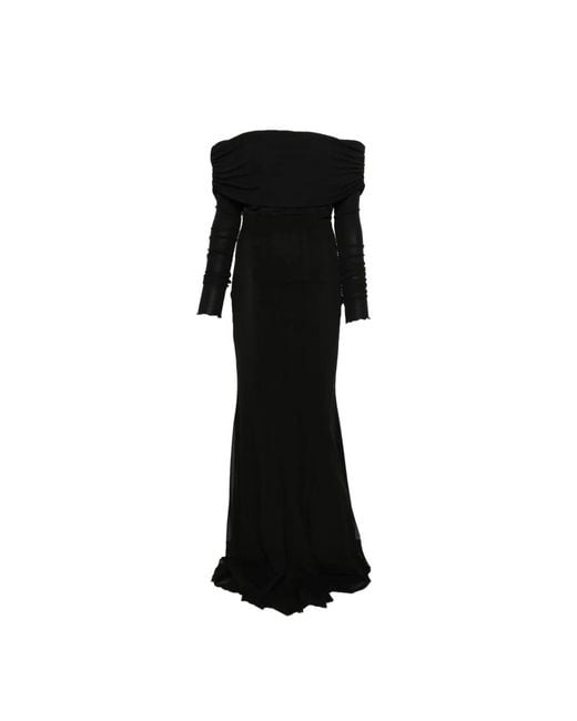 Blumarine Women's Black Off-Shoulder Long-Sleeve Maxi Dress