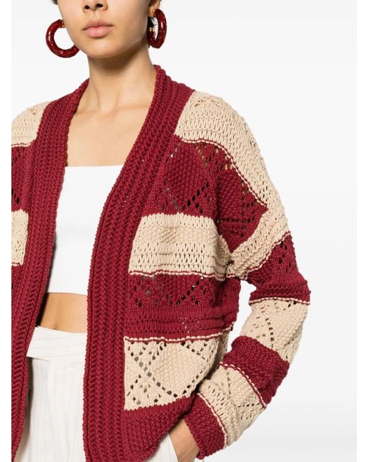 LaDoubleJ Red Cotton-Blend Striped Bolero Cardigan