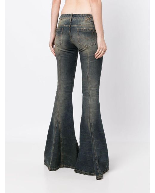 Blumarine Stud-detailed Flared Jeans in Gray | Lyst