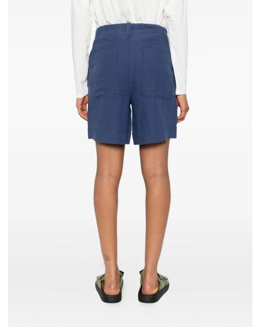 Marc O' Polo Blue Drawstring-Fastening Linen Shorts
