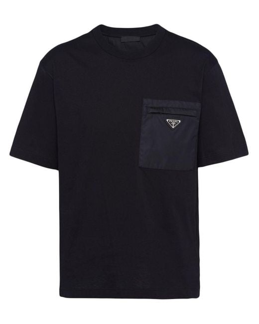T-shirt à patch logo Prada pour homme en coloris Black