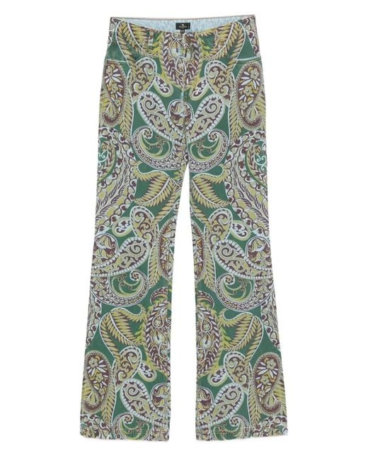 Etro Green Long Flared Jeans