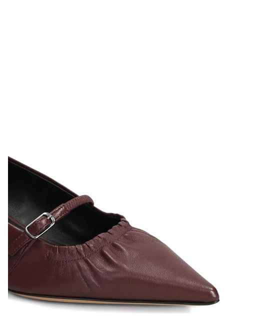 The Seller Brown Pointed-Toe Buckle Pumps
