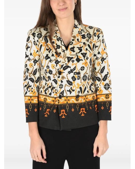 Maison Margiela Black Printed Double-Breasted Blazer